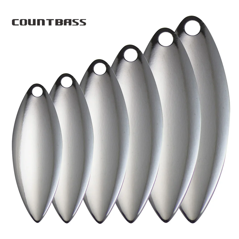 Fishing Lure Blade Bait - Countbass 50 Stück Nickelstahl-Weiden-Spinnerblätter, Größe 1-6,